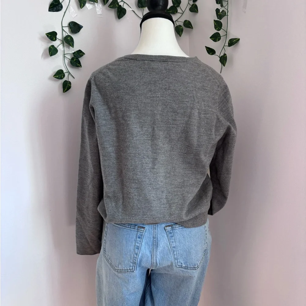 Banana Republic Grey Women's Cardigan Merino Wool Blend Long Sleeve Size L/M - Picture 3 of 5